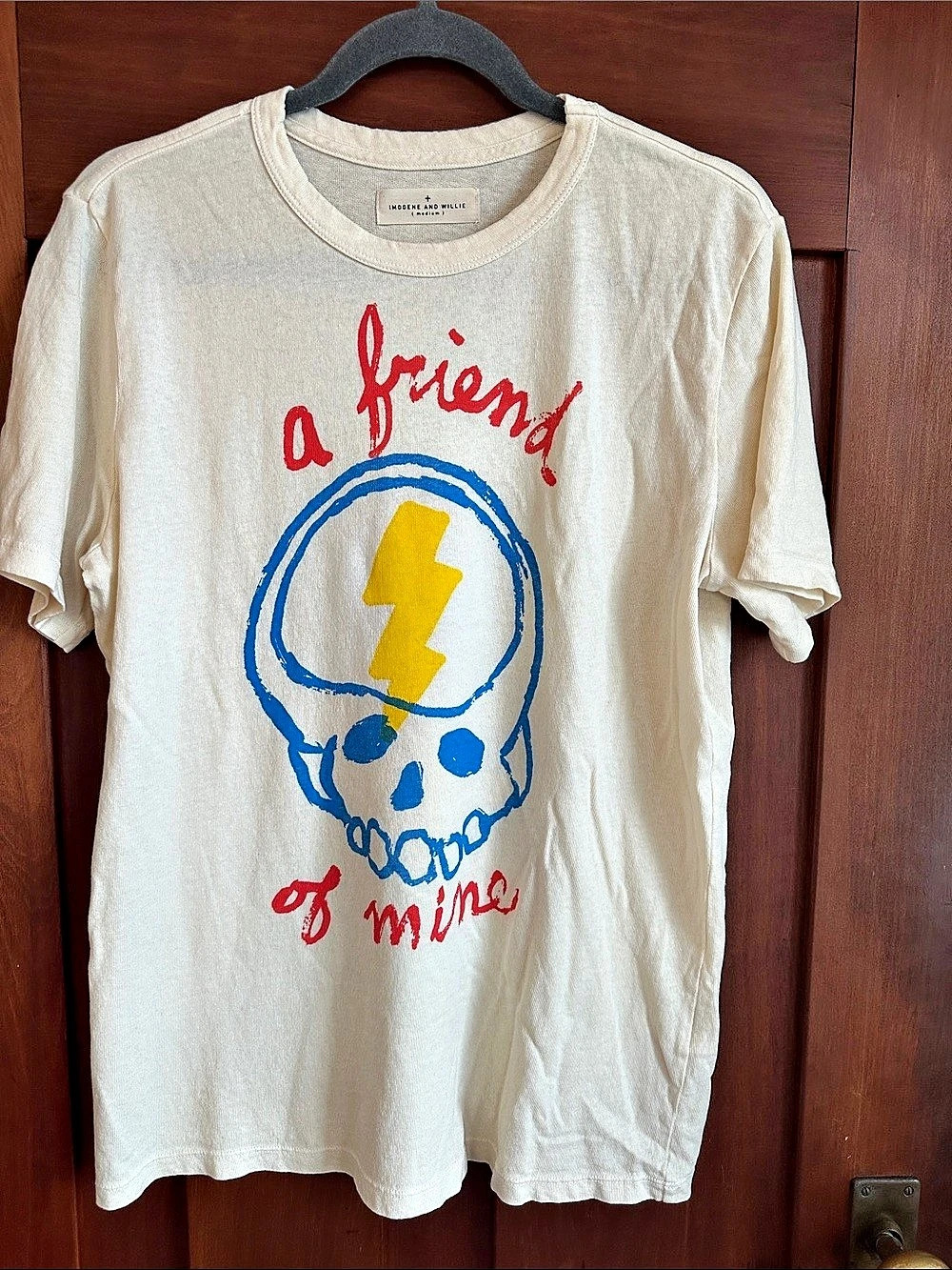 Imogene + Willie the "friend of mine" tee, Cream & Blue